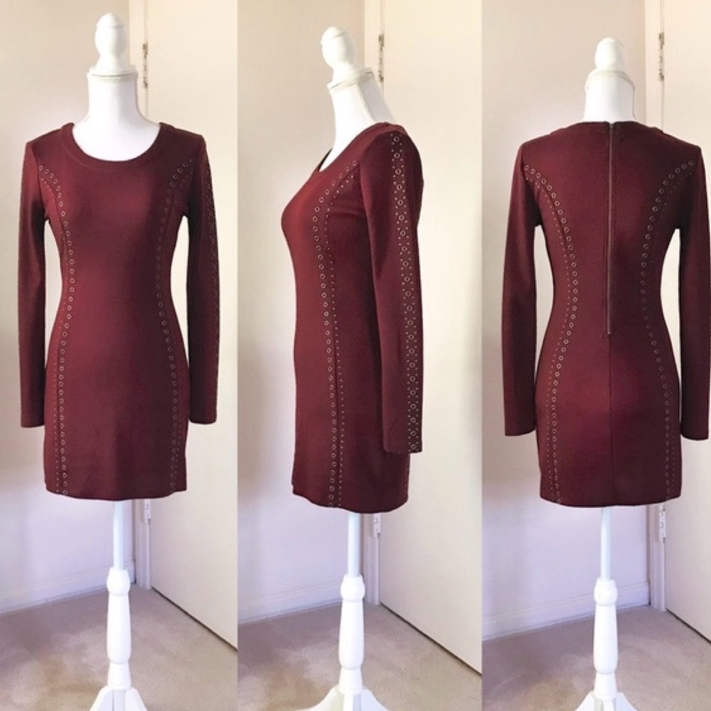 Long Sleeve Burgundy Dress